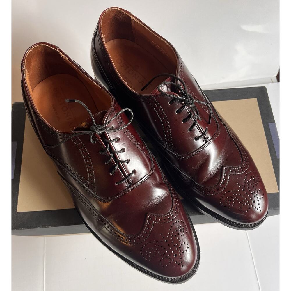 Men’s Bostonian Burgundy Leather Oxfords Lace Up Dress Shoes 8.5 EEE